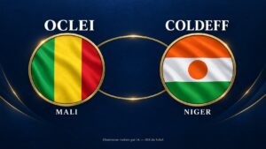 Drapeaux du Mali et du Niger encerclés de doré, surmontés des sigles OCLEI et COLDEFF.