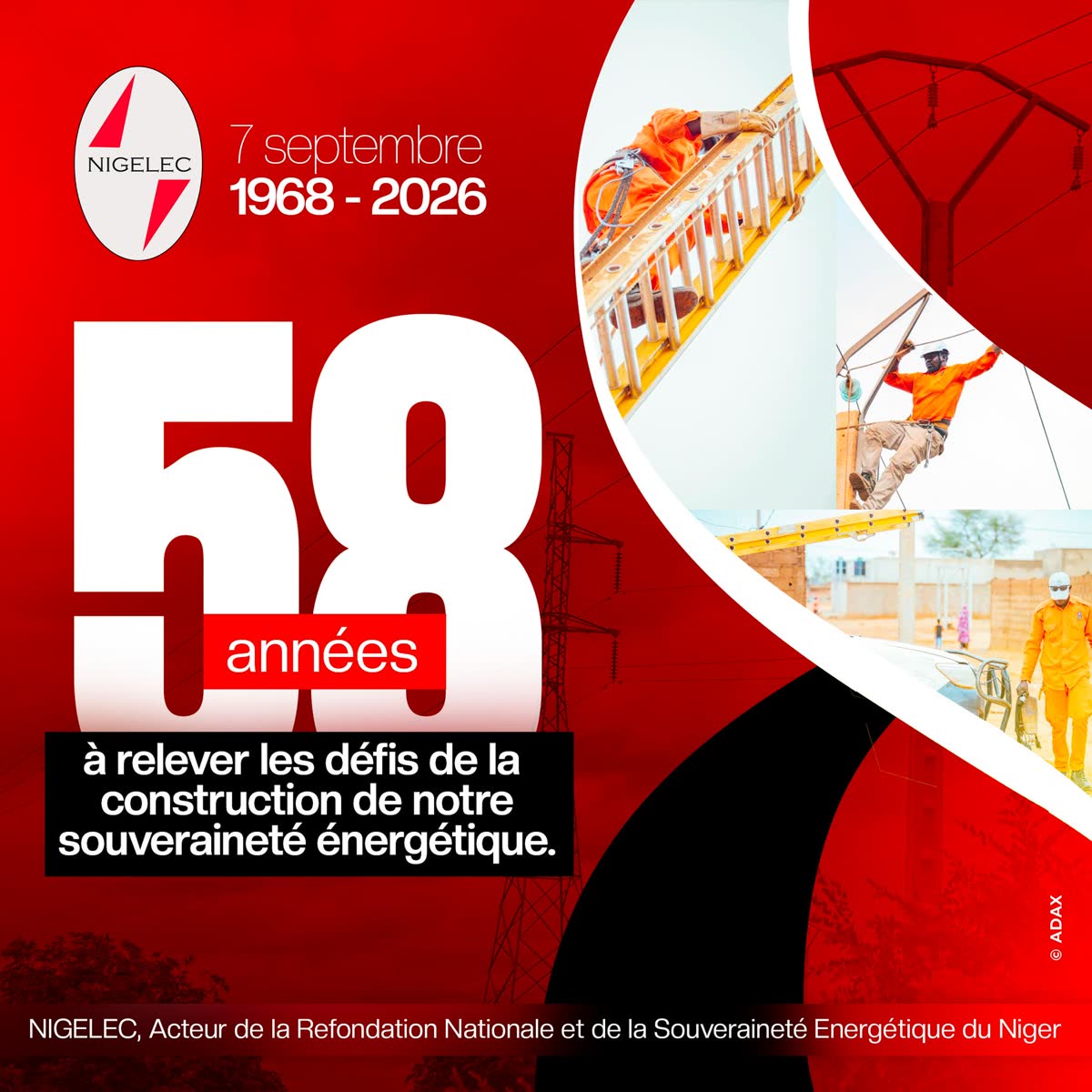 Visuel du 58e anniversaire de la NIGELEC consacré à la souveraineté énergétique du Niger