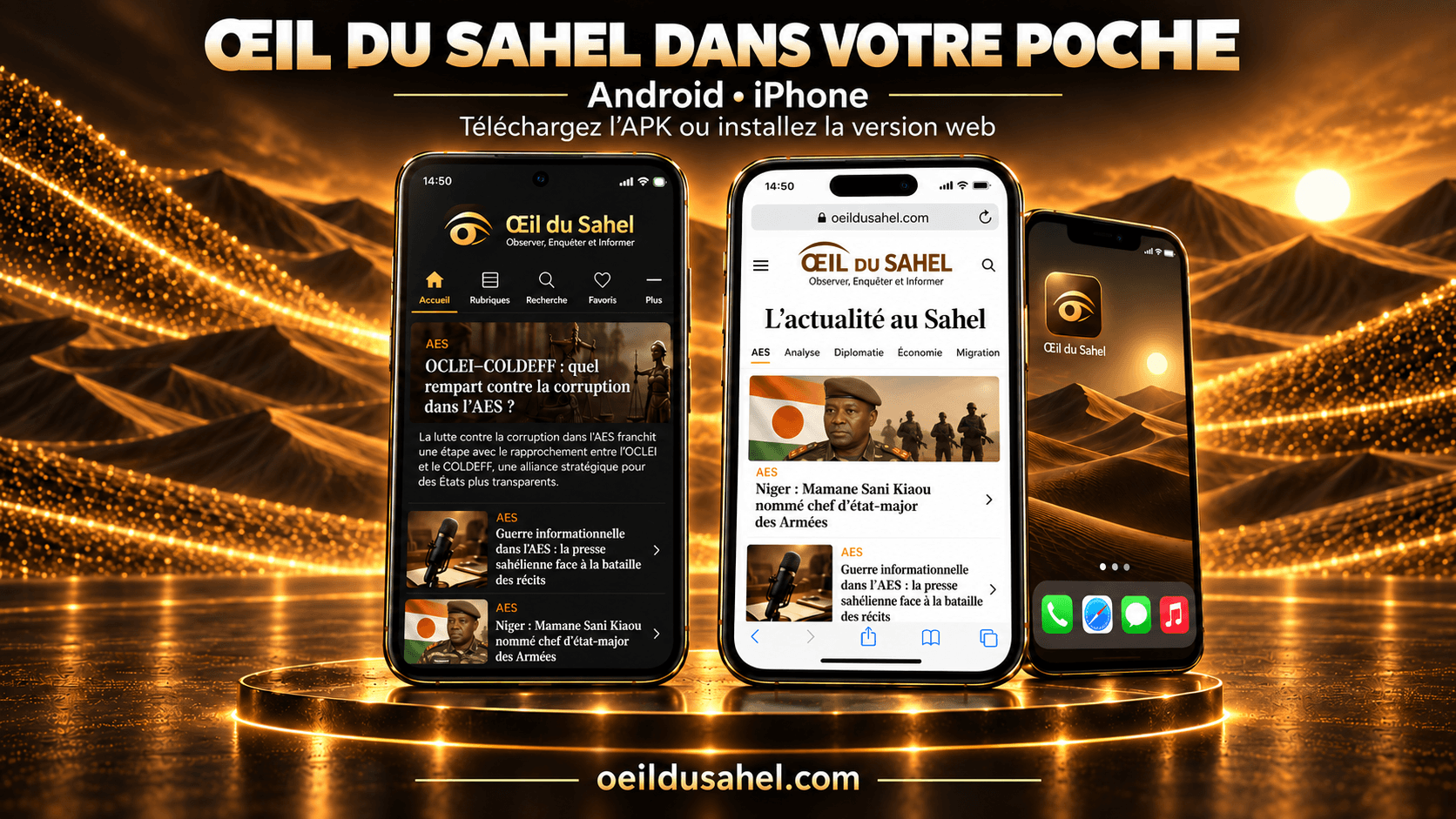 Application Œil du Sahel sur Android et version web installable sur iPhone