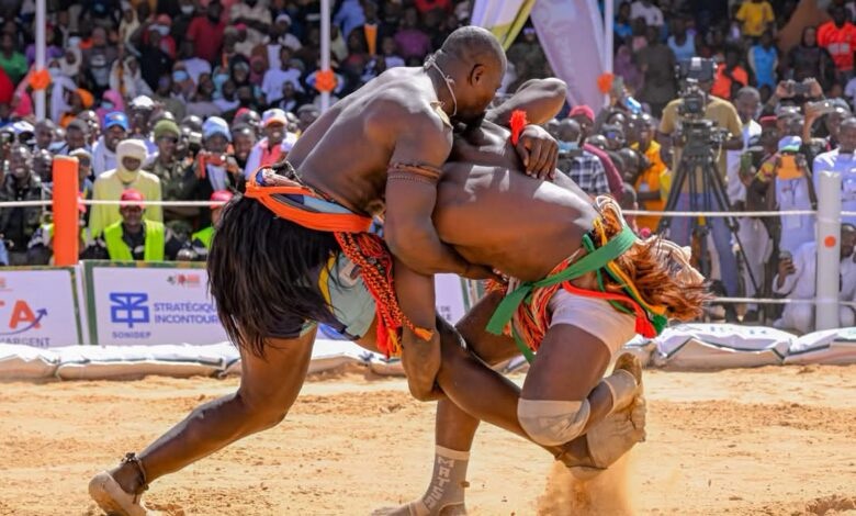 Combat de lutte traditionnelle lors du dernier Sabre national Kokowa au Niger